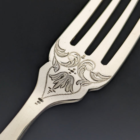 Around 1890 British Antique White Pearl Shell Handle Cutlery 6 Pair Set in Wooden Box Joseph Elliot